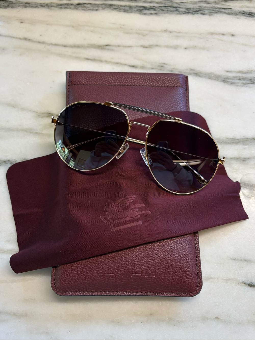 Etro Pilot Gold Sunglasses 0022/S like new Etro case, cloth 61 - 16 - 145 - Picture 3 of 11